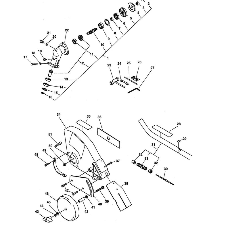 OPTIONAL PE GEAR HOUSING, DRIVE SHAFT, SHIELD, TOOLS