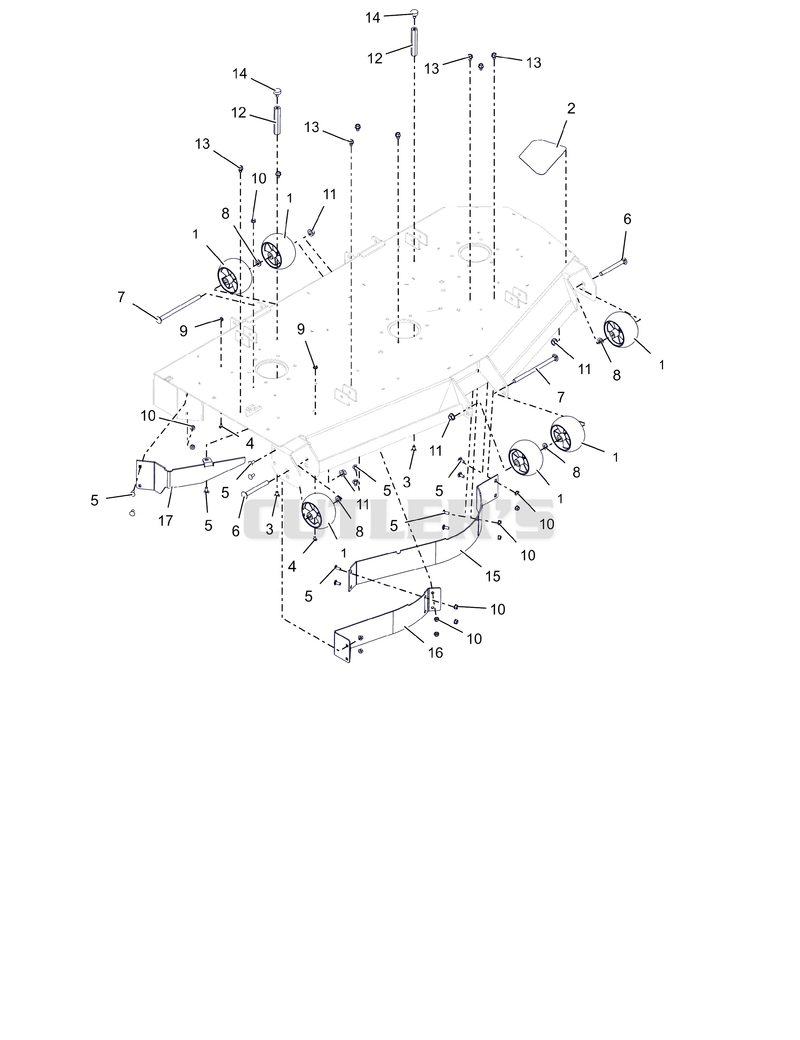 Anti-Scalp Wheels, Baffles and Deck Stops -