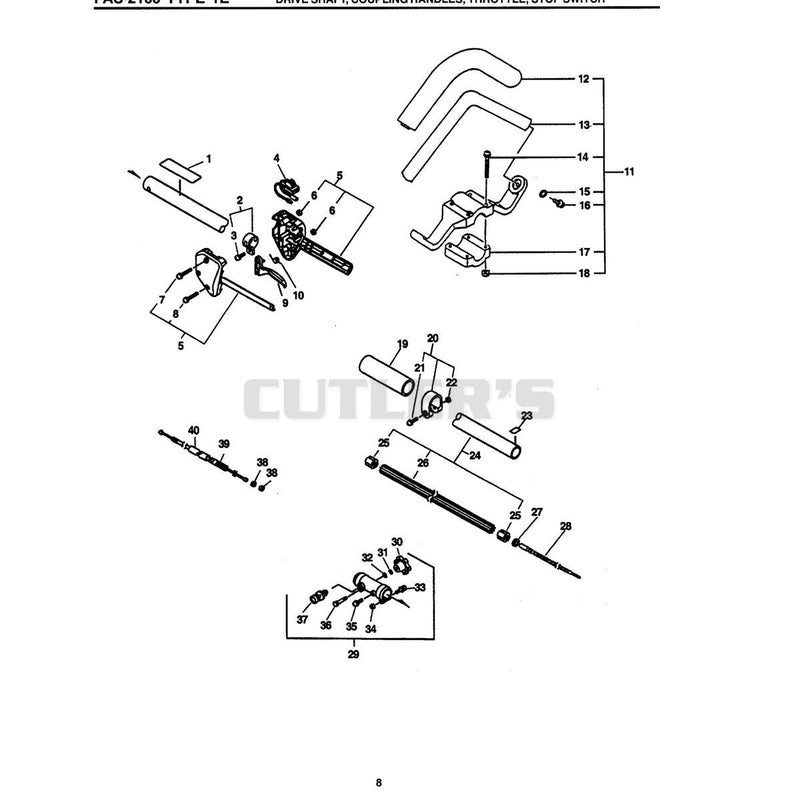 Drive Shaft, Coupling Handles, Throttle, Stop Switch
