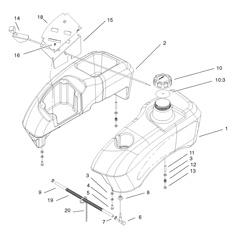 Fuel Tank and Control Pod Assembly