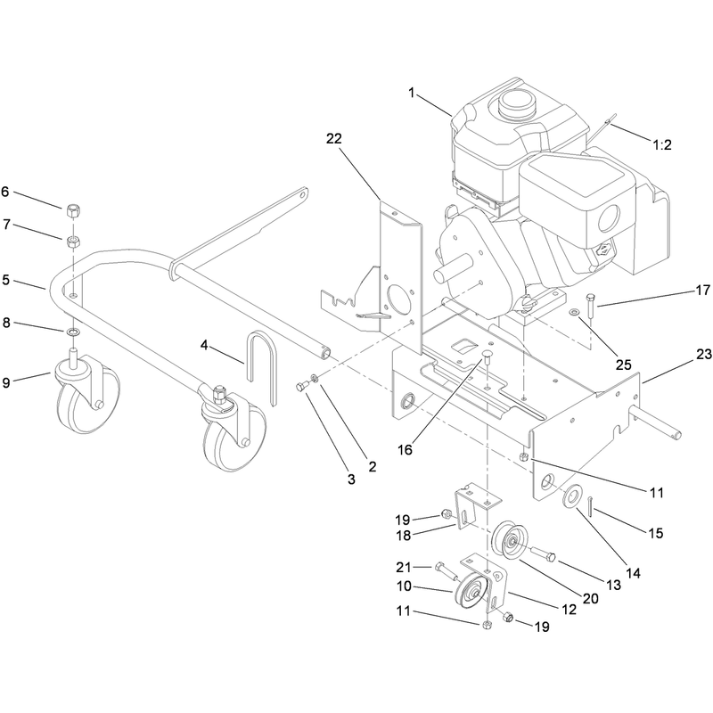 Engine and Front Wheel Assembly