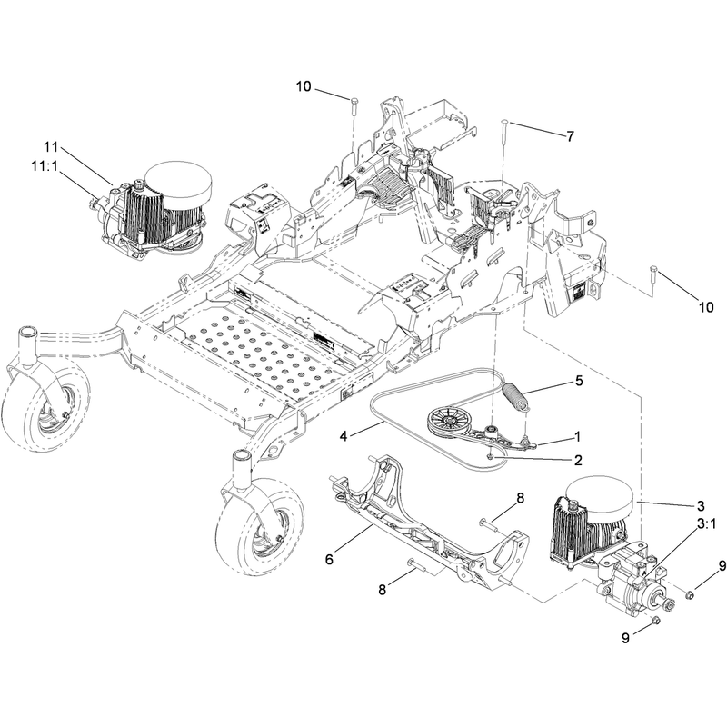 Hydraulic Pump, Idler and Belt Assembly