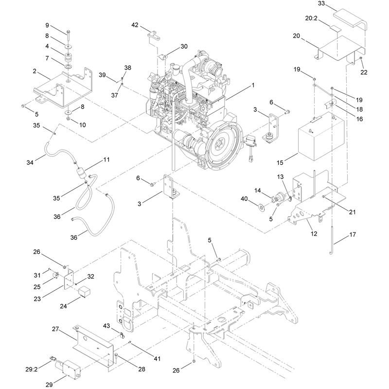 Engine and Battery Assembly