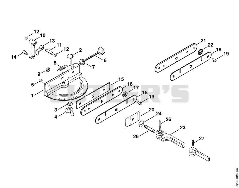 Swivelling support for scratcher chain