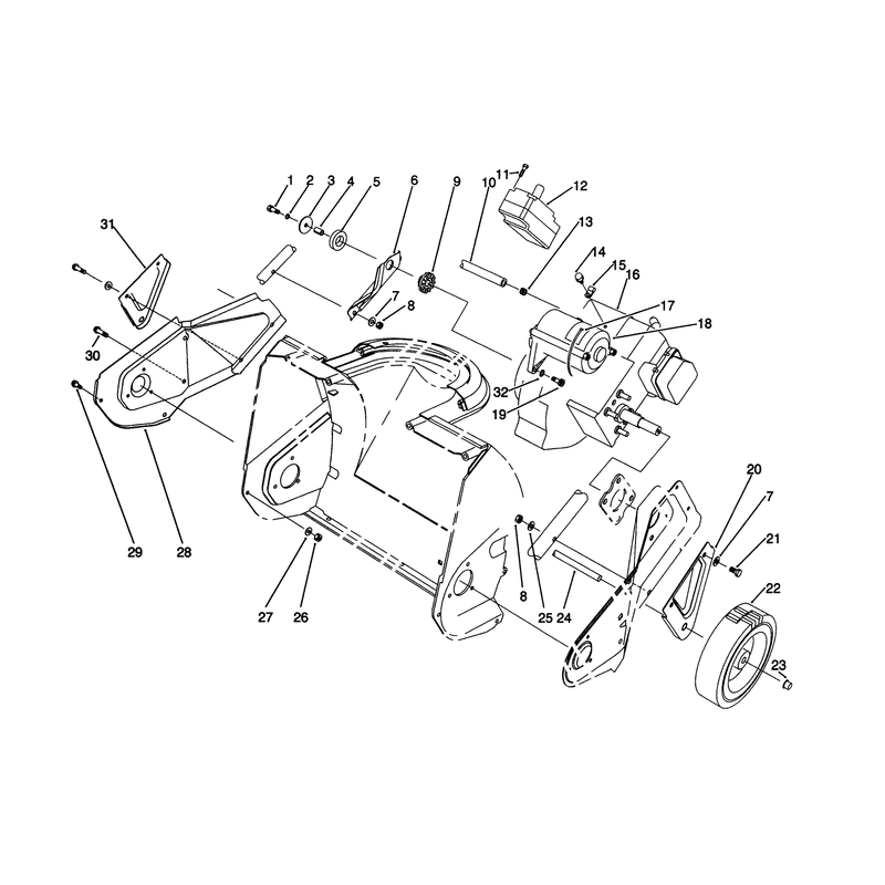 Engine and Wheel Assembly