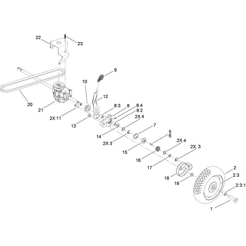 Transmission and Rear Wheel Assembly