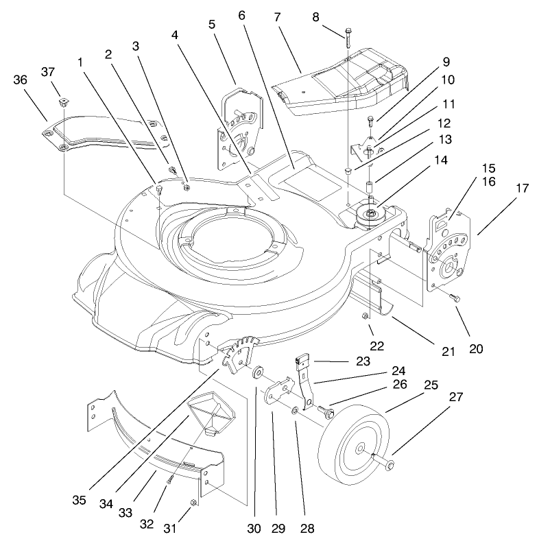 Housing Handle Brackets and Wheel Assembly