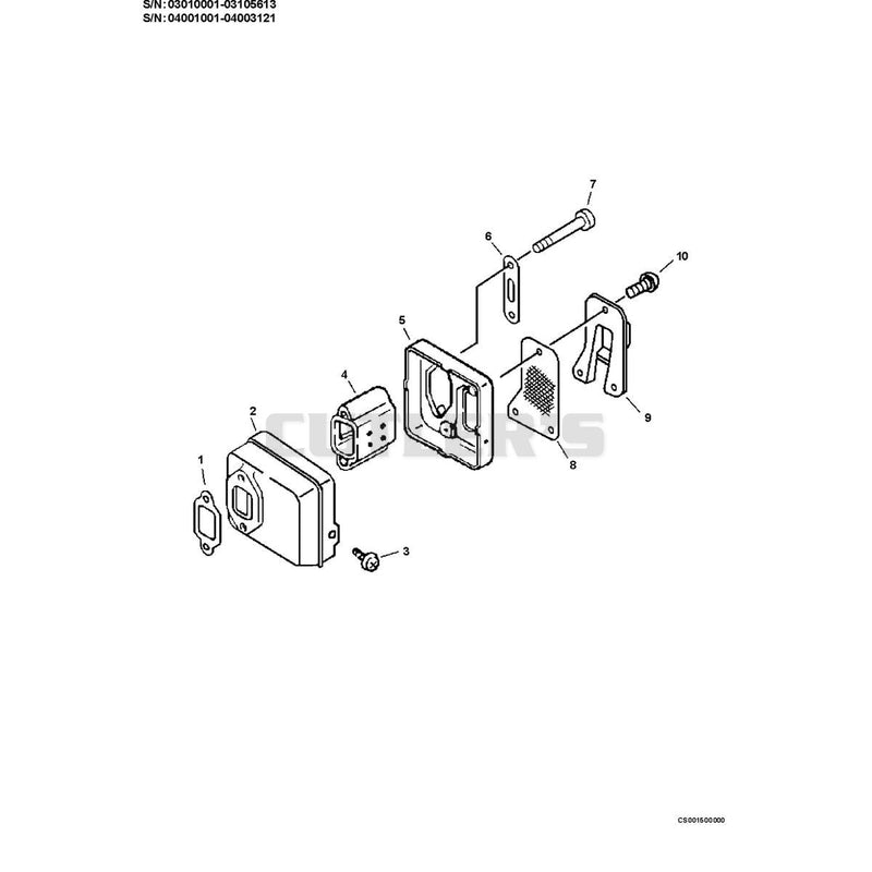 Exhaust S/N: 03010001-03105613