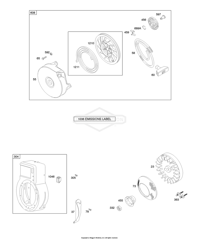 Blower Housing/Shrouds, Flywheel, Rewind Starter