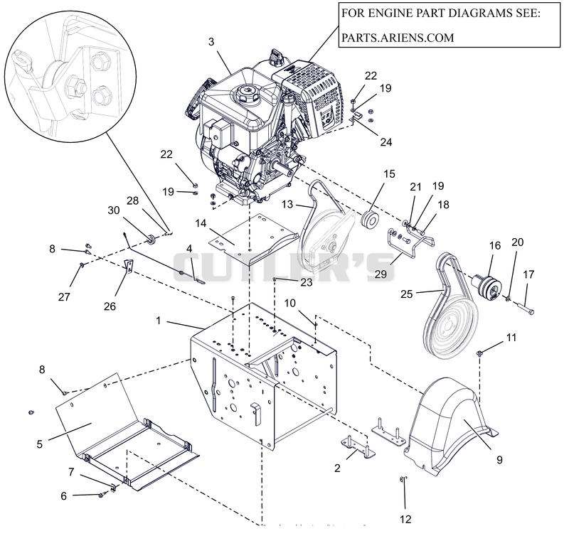 Engine Frame and Belt Drive -AX 306 (SHO)