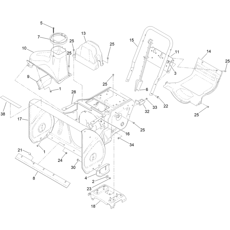 Main Frame and Auger Housing Assembly
