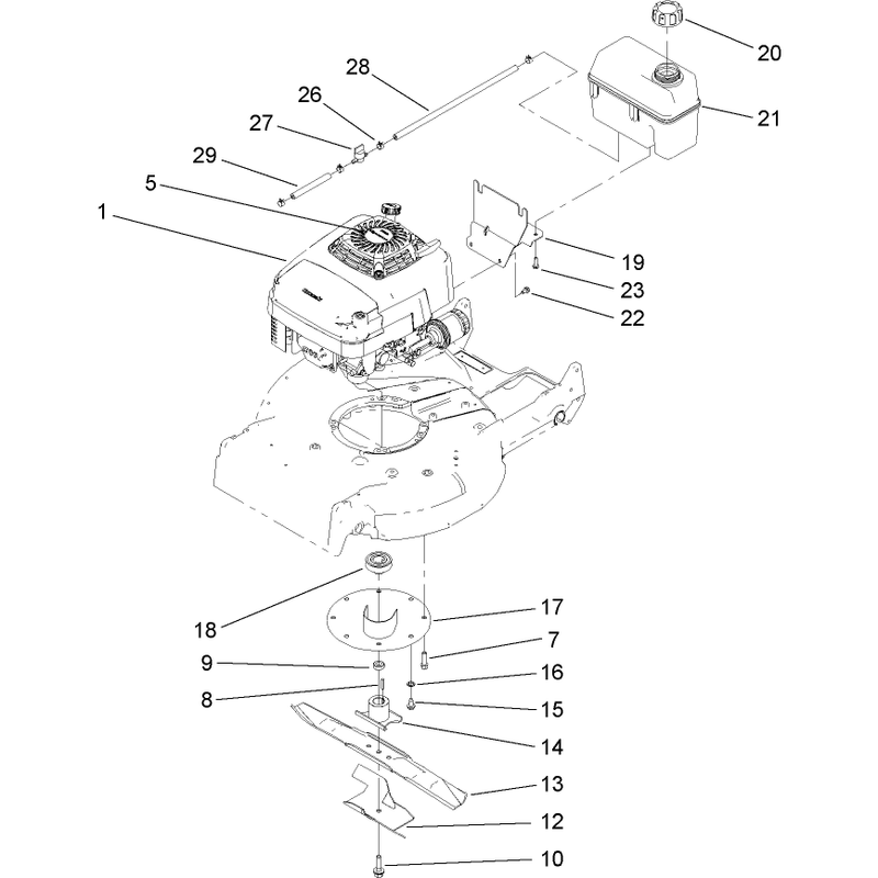 Engine and Fuel Tank Assembly