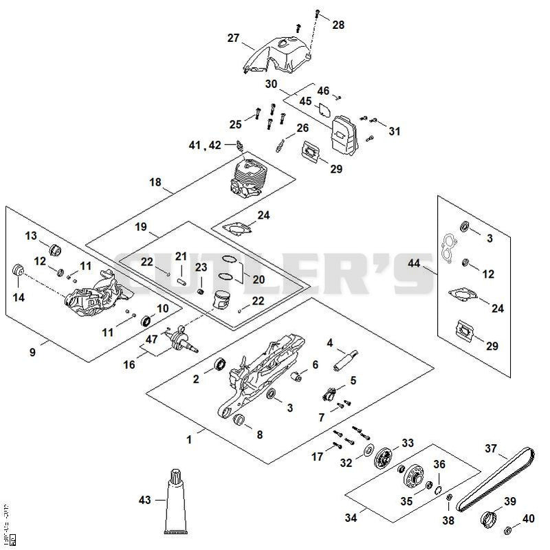 Crankcase, Cylinder, Muffler
