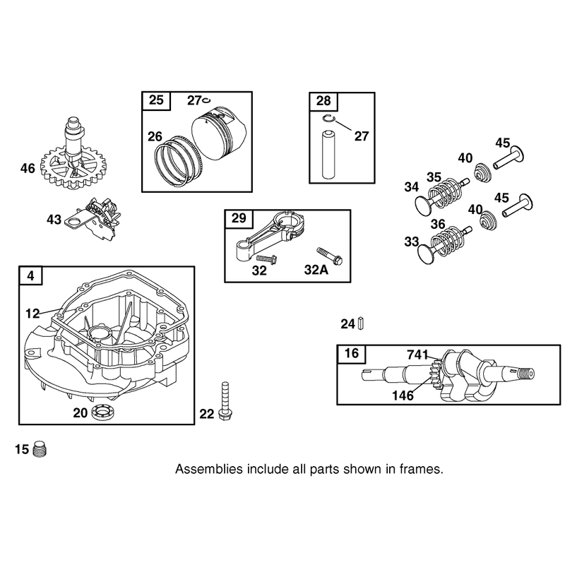 Crankcase Crankshaft Piston and Valve Assembly Briggs and Stratton Model 12F802-1770-B1