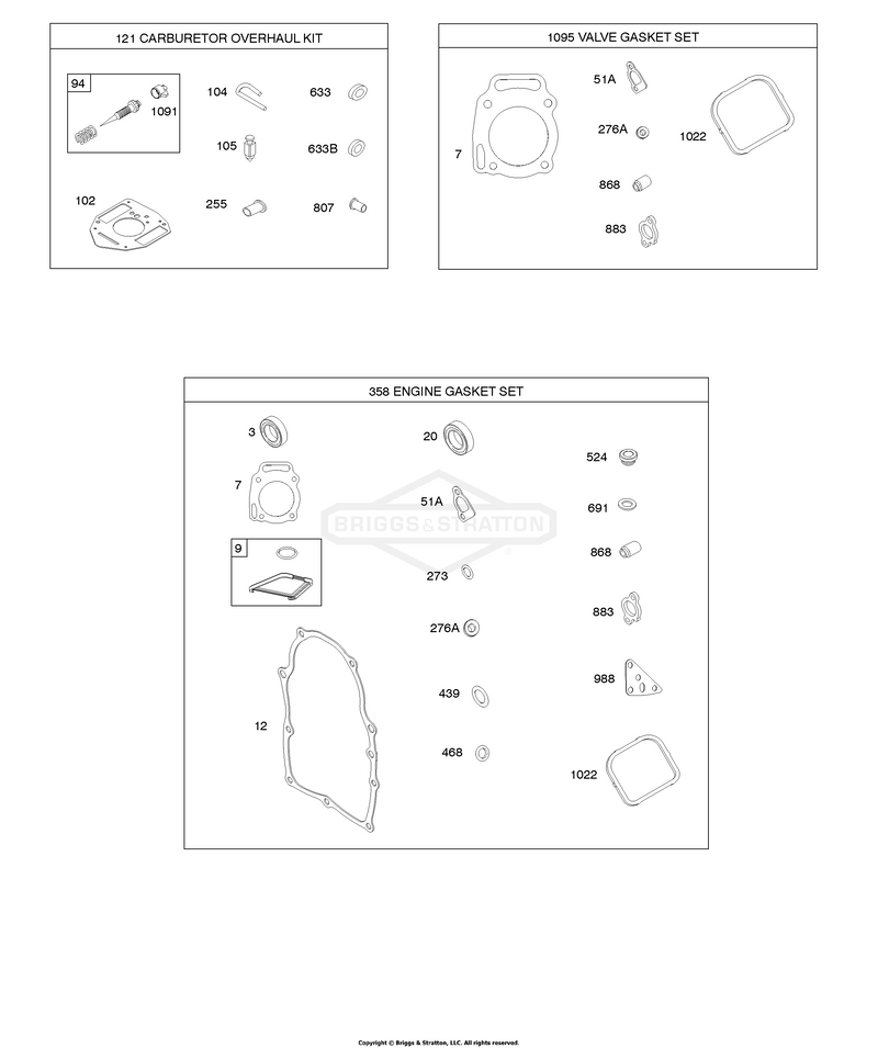 Engine/Valve Gasket Sets, Carburetor Overhaul Kit