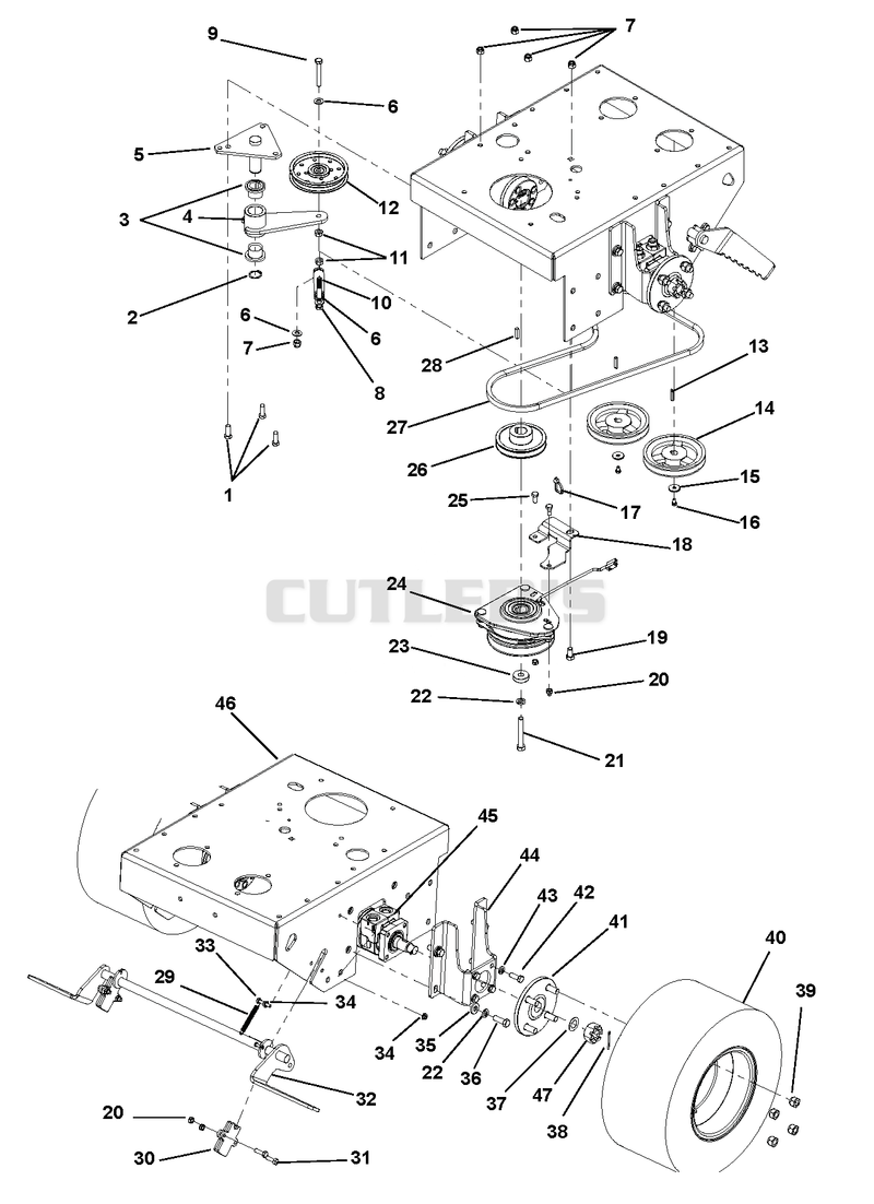 PTO, Wheel Motors And Parking Brake - 36"