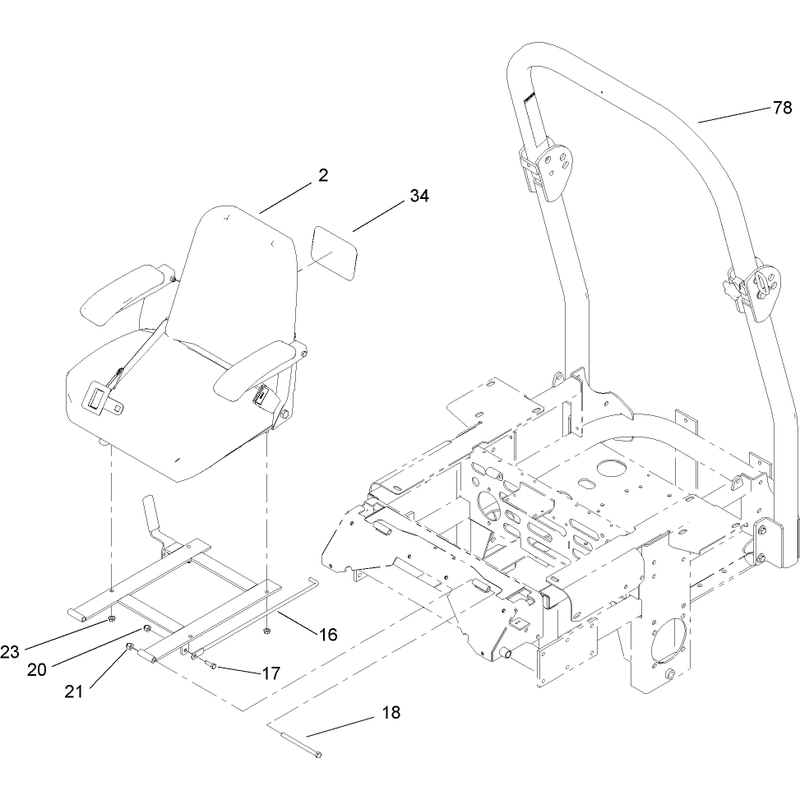 Seat and Roll Over Protection System Assembly