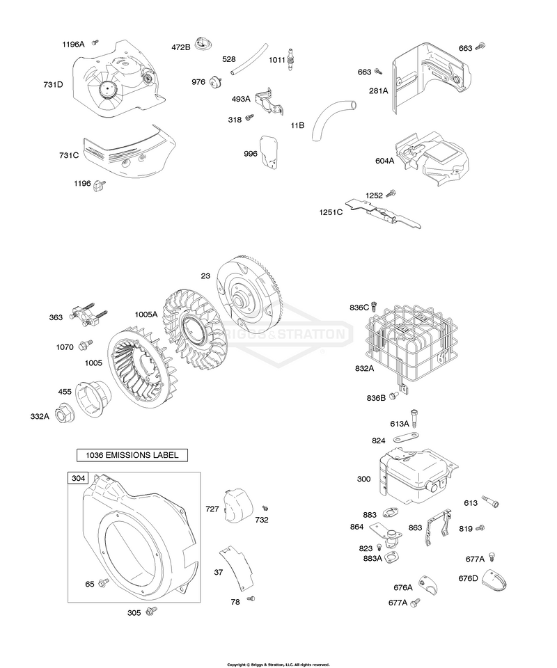 Blower Housing/Shrouds, Exhaust System, Flywheel