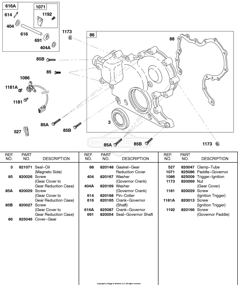 Gear Cover, Governor Crank