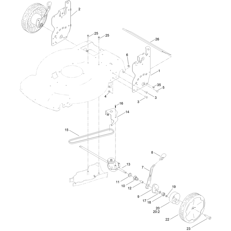 Rear Wheel and Height of Cut Assembly
