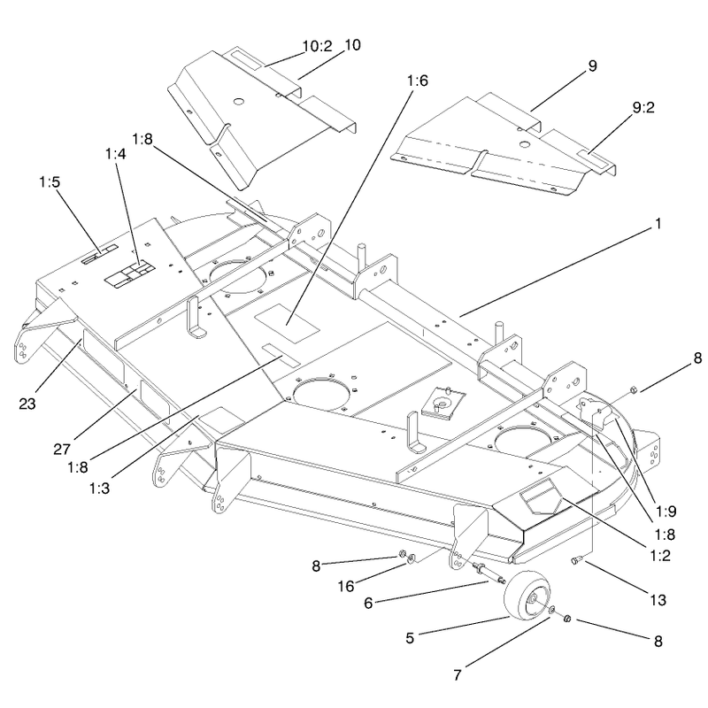 Deck Deflector and Roller Assembly