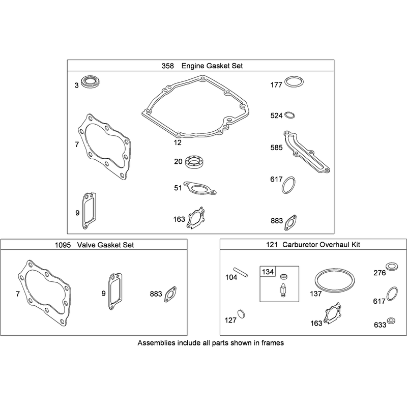 Engine and Valve Gaskets and Carburetor Overhaul Kit Briggs and Stratton 124L02-0126-F1