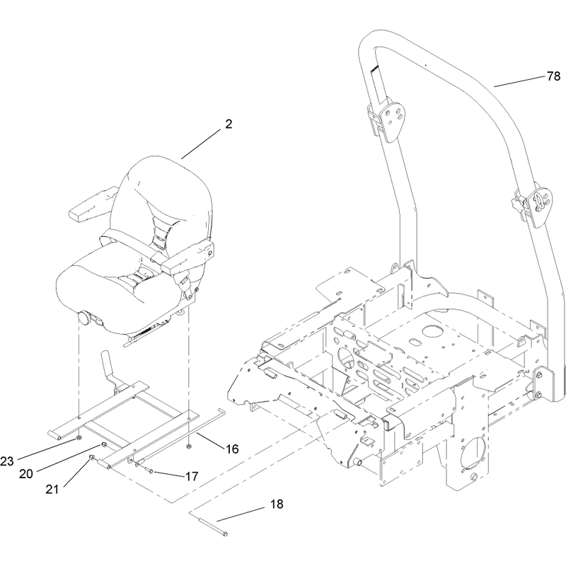 Seat and Roll Over Protection System Assembly