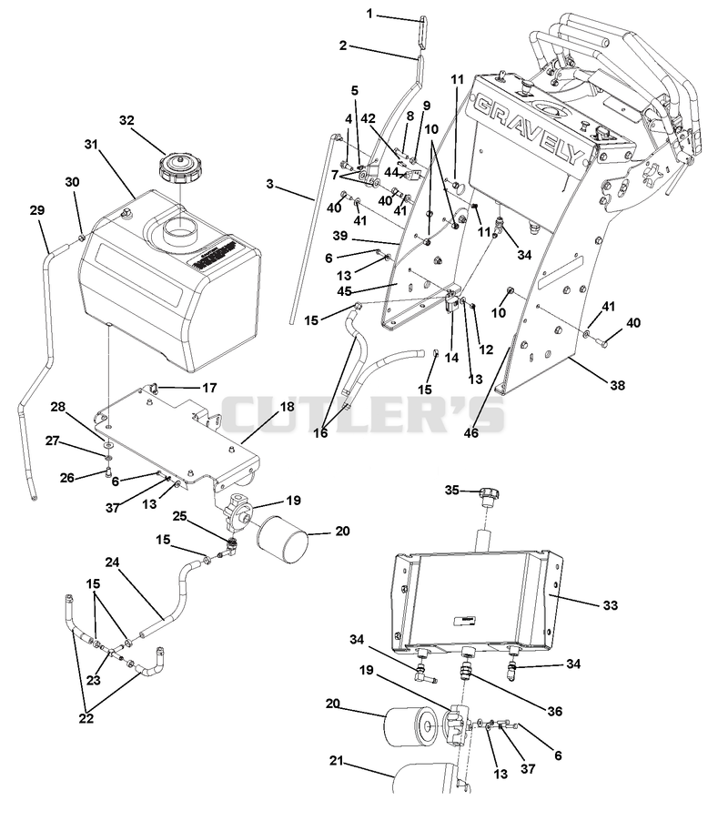 Fuel Tank, Hyraulic Tank And Brake - 36"