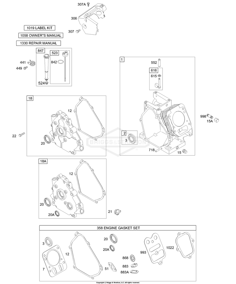 Crankcase Cover/Sumps, Cylinder Group, Kits/Gaskets - Engine, Oil Group