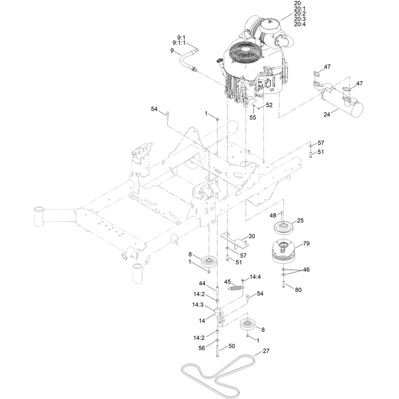 Engine, Clutch and Muffler Assembly