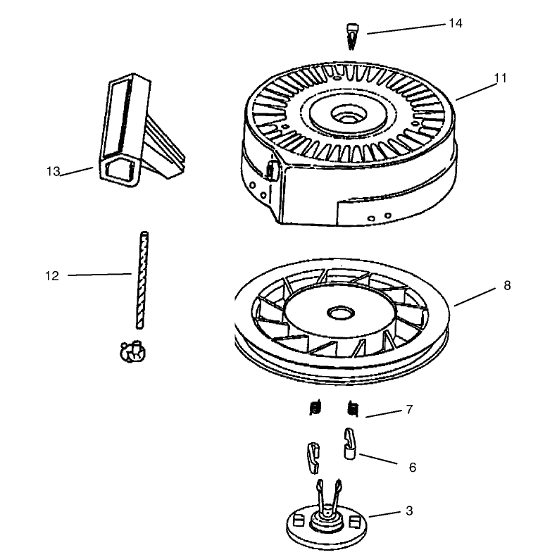 Recoil Starter Assembly No. 590743 Tecumseh Model No. HSK635 Type 1723A