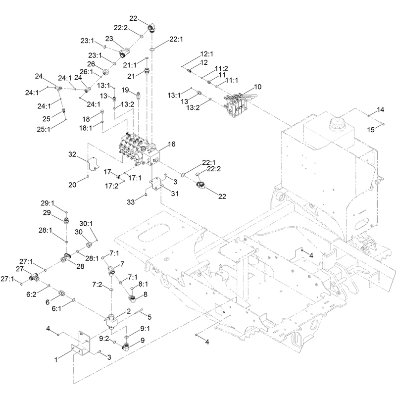 5 Section and 3 Spool Hydraulic Valve Assembly