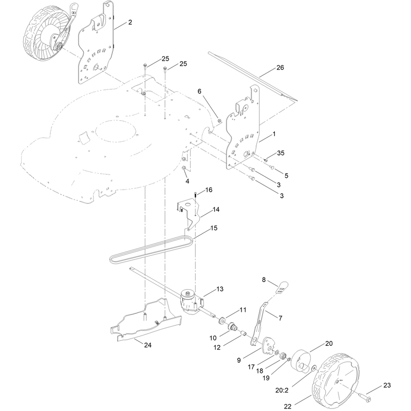 Rear Wheel and Height of Cut Assembly