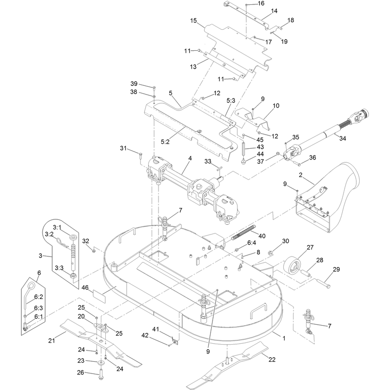 Deck Gearbox and Driveshaft Mounting Assembly