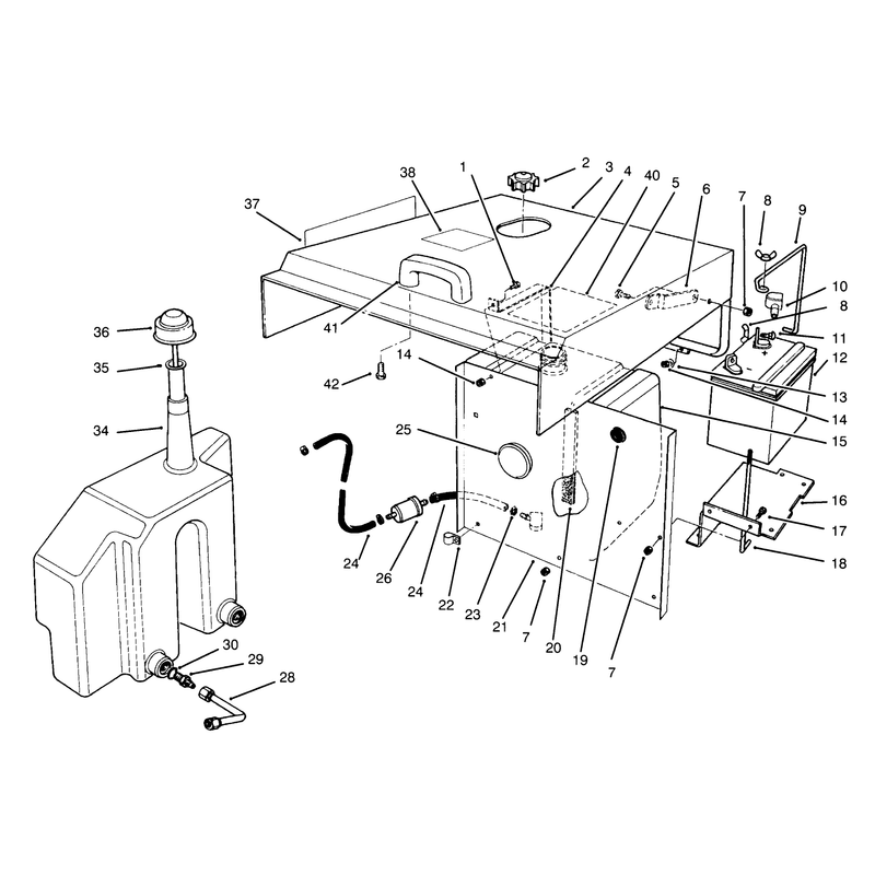 Hood Fuel Tank and Hydraulic Reservoir Assembly