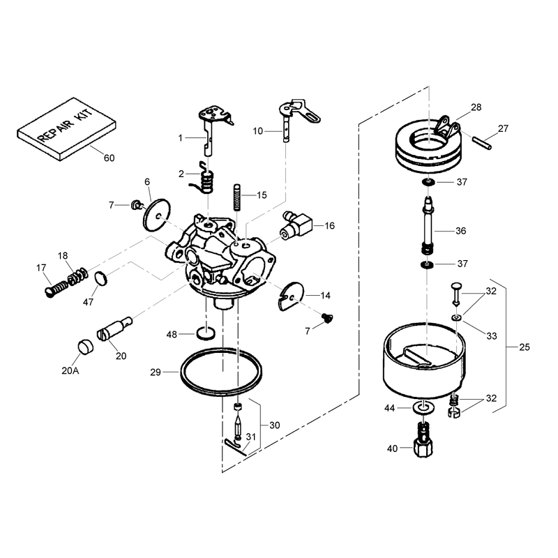 Carburetor Assembly No. 640299B  Tecumseh LH195SP-67530D