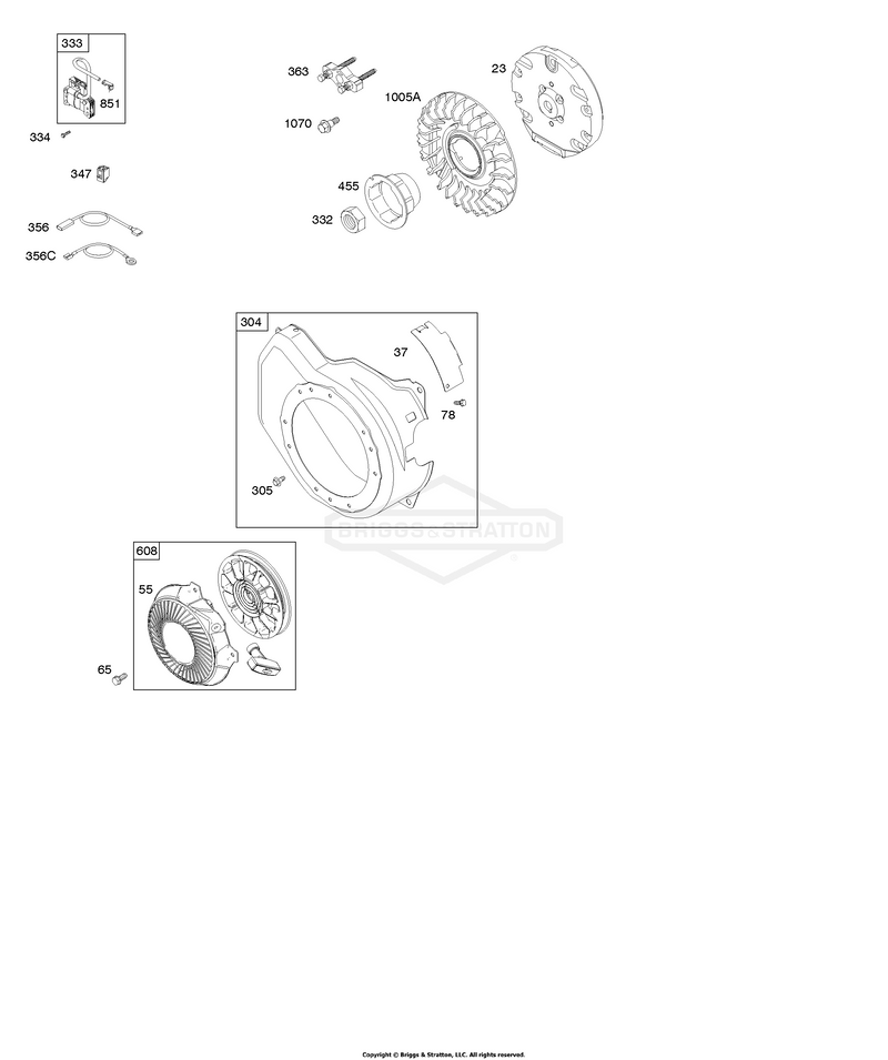 Flywheel, Rewind Assembly