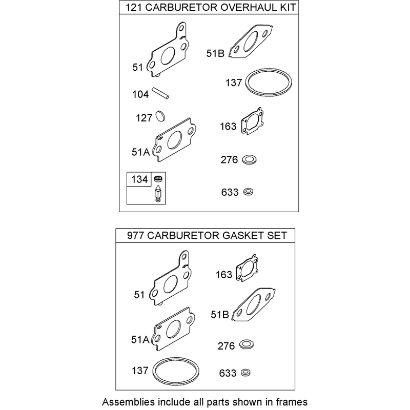 Carburetor Overhaul Kit Briggs and Stratton 122602-0207-B1