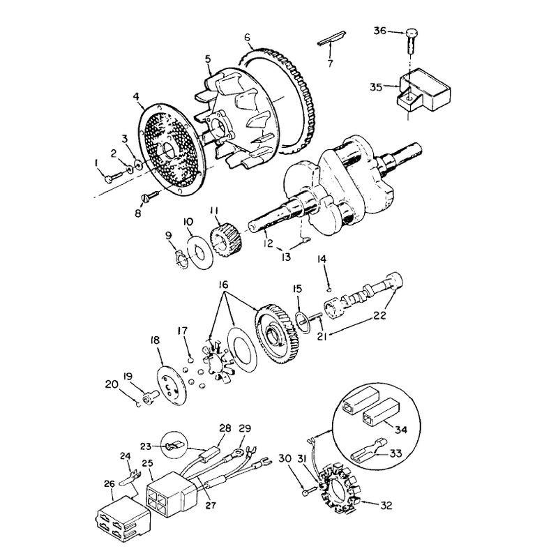 Blower and Crankshaft Onan P220g Type I10808h