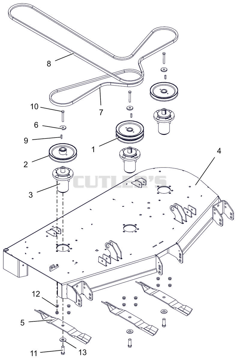 Deck, Belts, Blades And Spindles - 52"