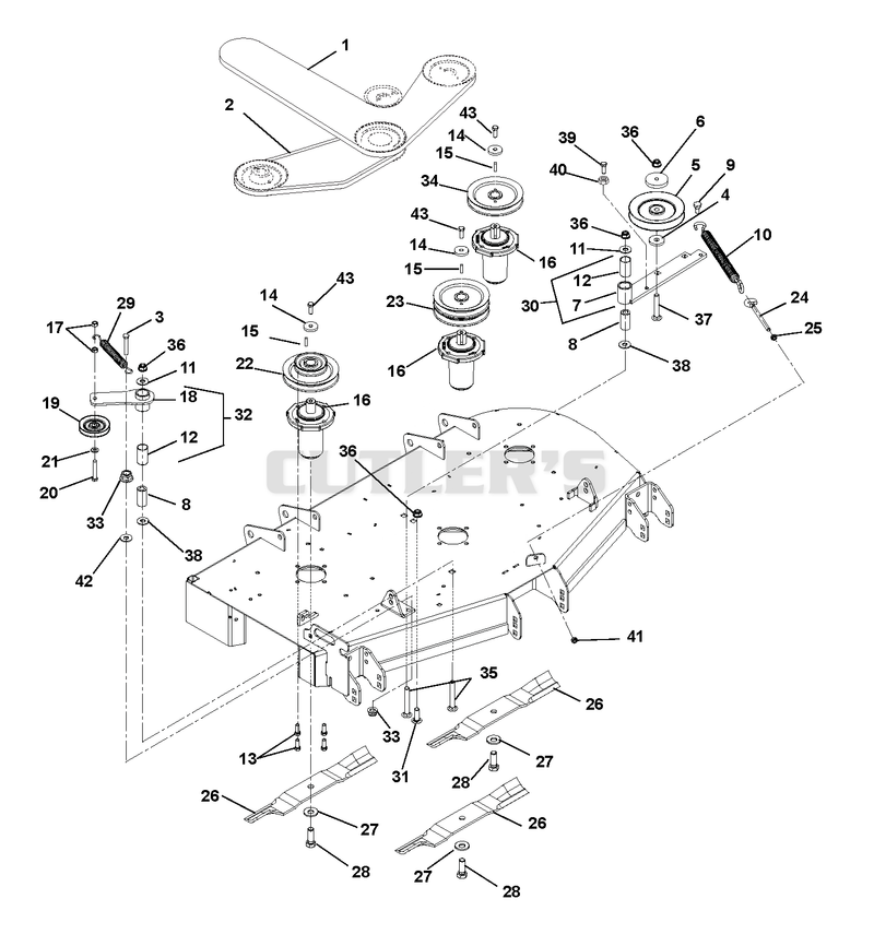 Belts, Spindles, Idlers and Mower Blades- 48"