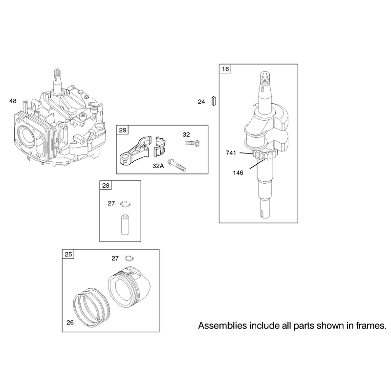 Crankshaft Assembly Briggs and Stratton Model 122607-0116-E1