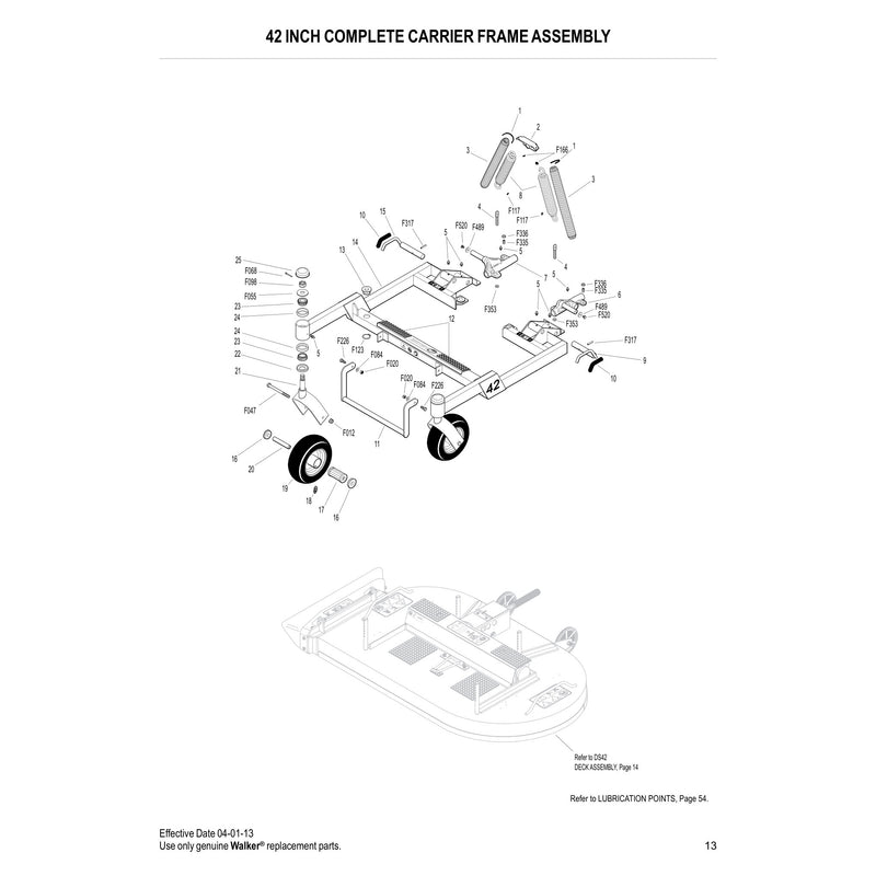 42 INCH COMPLETE CARRIER FRAME ASSEMBLY