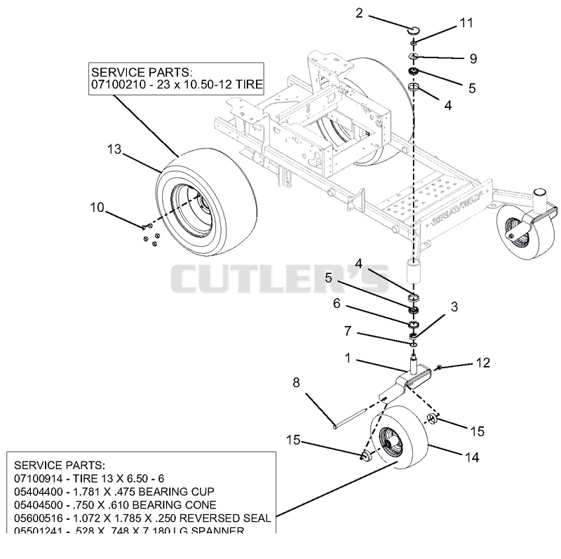 Casters And Tires - 52" And 60" - SN 050000 And Up