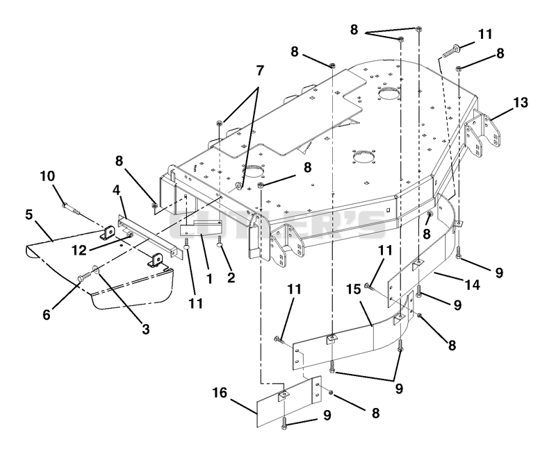 Deck, Discharge Chute And Baffles
