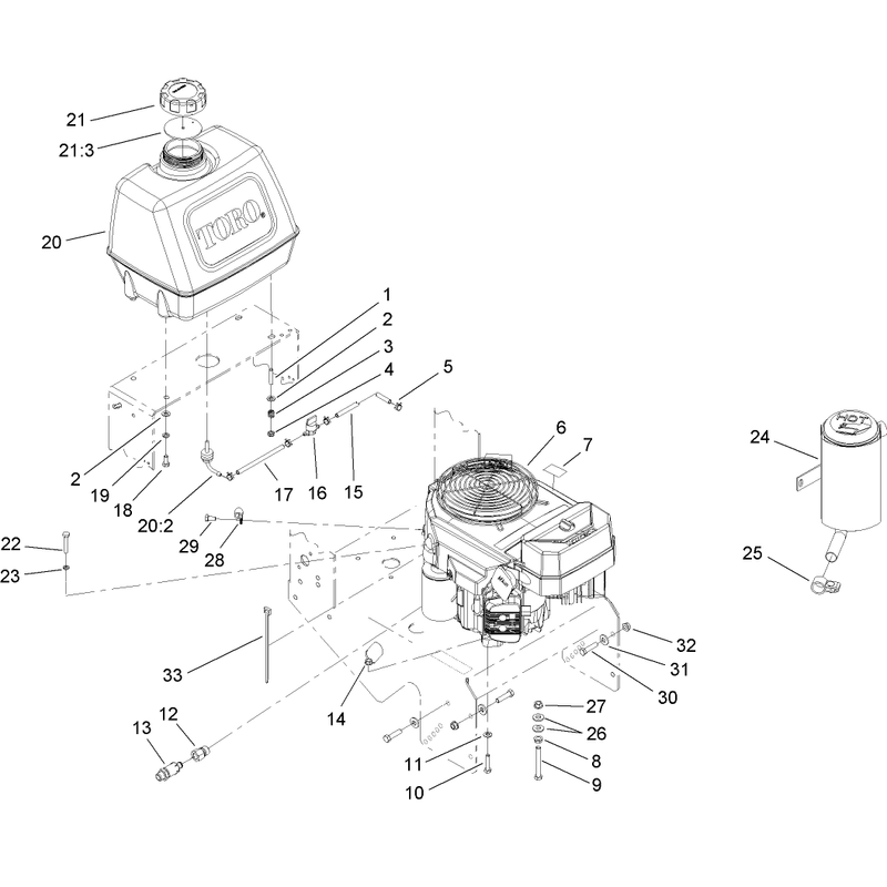 Engine and Fuel Tank Assembly