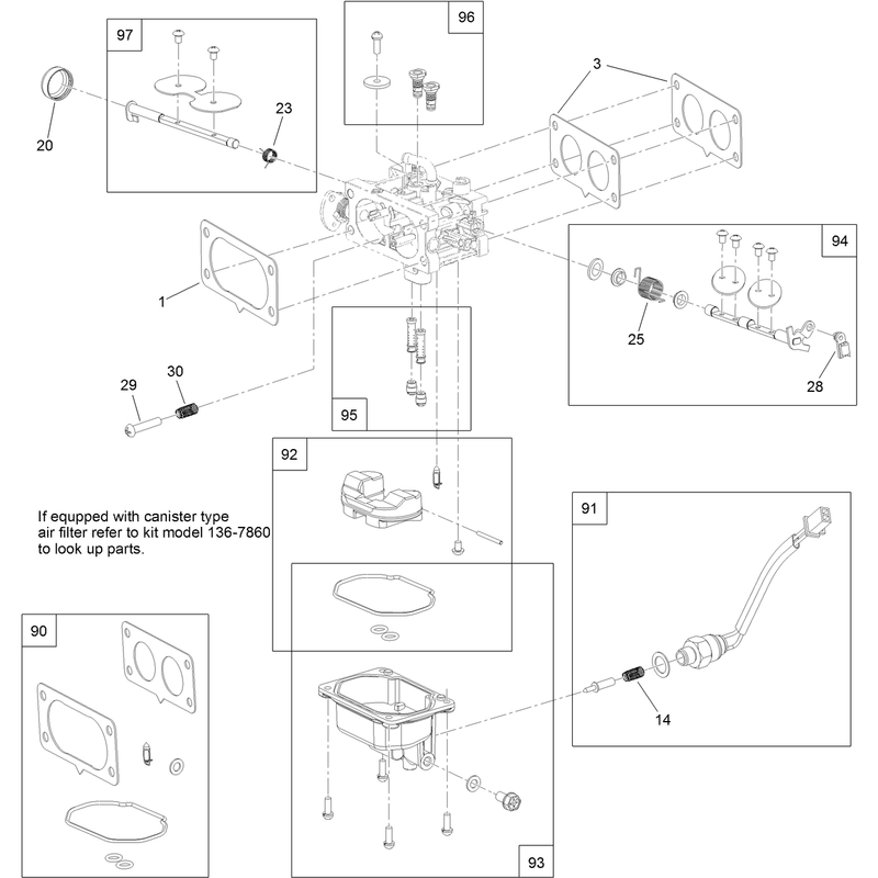 Carburetor Assembly  with Non-Canister Style Air Filter