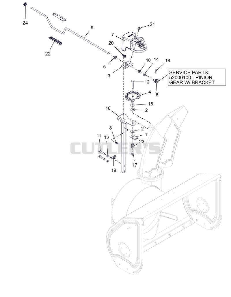 Discharge Chute Controls - Crank