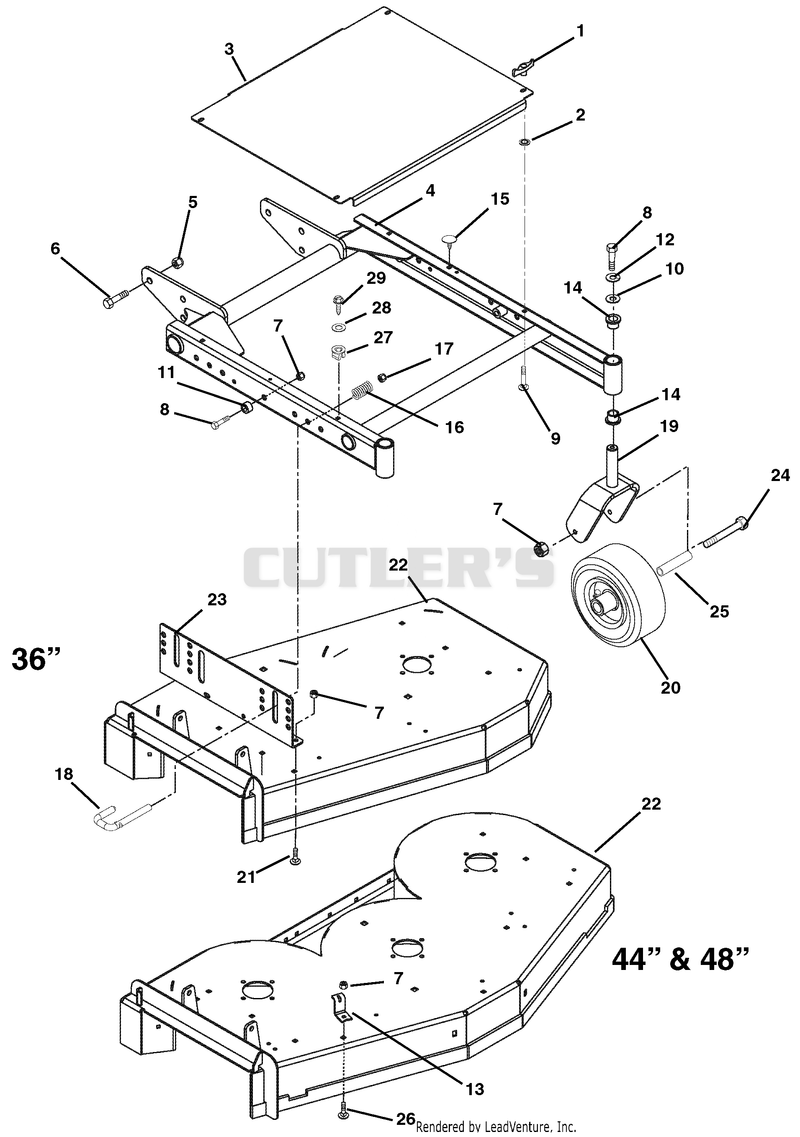 36", 44" And 48" Fixed Deck And Mower Frame