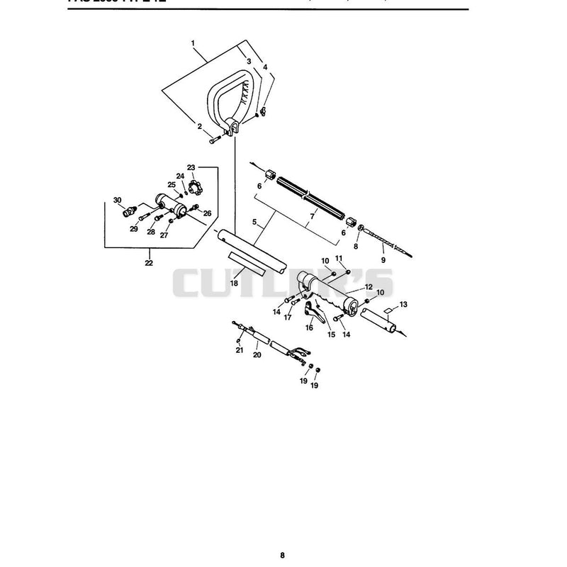 Upper Drive Shaft, Coupler, Handles, Throttle P As-2000  E